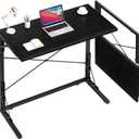 Vantic 31.5" Folding Desk, Foldable TV Tray Table for Eating on Couch, Extra Large TV Dinner Trays, Portable Fold Computer Writing Desk Table for Home Office, Black
