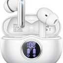 Wireless Earbuds, Bluetooth 5.3 Headphones HiFi Stereo 50H Playback LED Digital Display Ear Buds with ENC Noise Canceling Headset, IPX7 Waterproof Earphones for Gym/Running/Work (White)