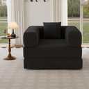 Single Couch Sofa for Small Spaces 2 in 1 Convertible Sleeper Sofa to Lounger Comfy Bean Bag Chair for Adults Removable Cover with Pillows for Bedroom, Apartment, Office, Black, 35.43" Single Sofa