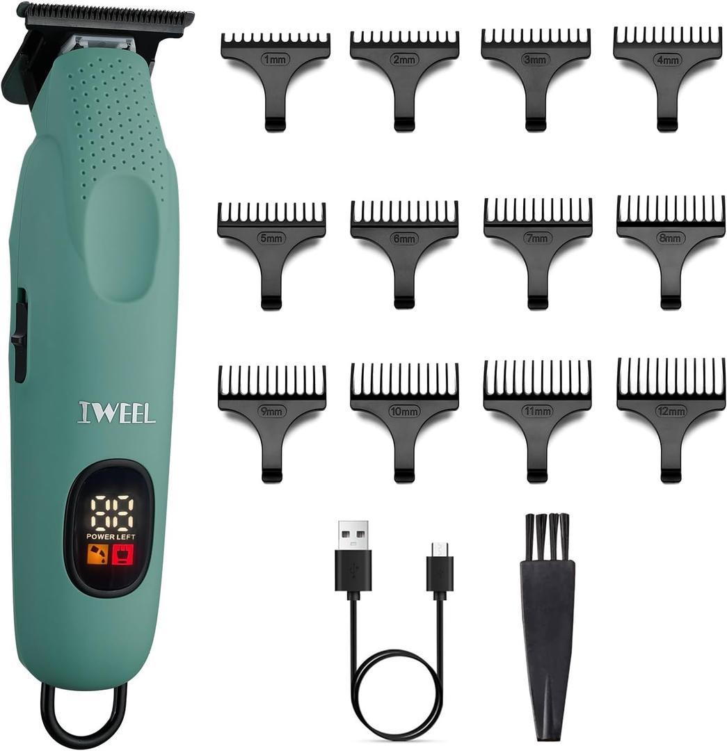 IWEEL Beard Trimmer for Men Professional Hair Trimmer for Men Hair Clippers Eletric Razor Shavers Zero Gapped T Blade Edgers Liners Cordless Rechargeable Mustache Grooming Kit for Body