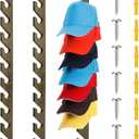 BBTO 3 Pack Wooden Hat Rack for Baseball Cap Wall Mount Hat Racks 30 Slot Vertical Baseball Cap Display Holder with 10 Hooks Organizer Wood Hanger for Door Entry Room Bedroom(Gray)