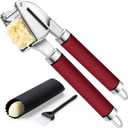 Rainspire Premium Garlic Press Stainless Steel, Garlic Mincer Tool, Garlic Crusher Tool, Garlic Smasher Garlic Masher Includes Silicone Garlic Peeler & Cleaning Brush, Dishwasher Safe (Red)