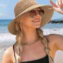 FURTALK Beach Hats for Women Summer Straw Sun Hat Wide Brim Crochet Hats (M)