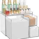 Youdepot Acrylic Face Towel Holder with Drawer – 4-Layer Disposable Face Towel Holder Organizer Box – Bathroom Countertop Storage for Cotton Pads, Swabs, and Skincare(Clear)