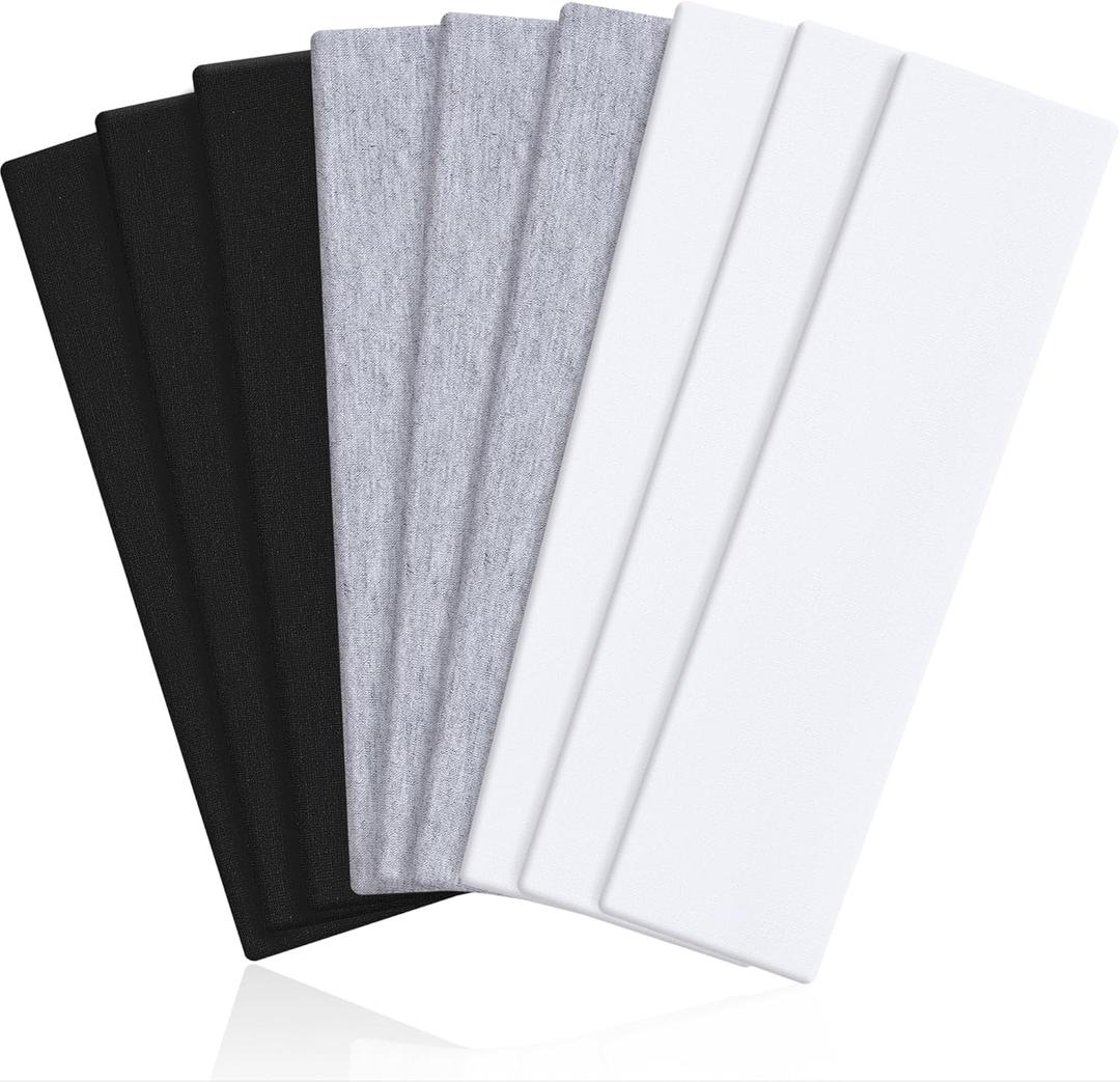 2 x Wisecy Headbands for Women Non Slip - 9PCS Elastic Fabric Hair Band for Women's Hair, Soft Cotton Cloth Stretchy Sweat Headbands for Women for Yoga Workout Running (Black, white, light grey)
