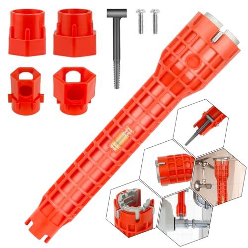 JORETLE 14 in 1 Faucet and Sink Installer,Faucet and Sink Wrench,Multifunctional Sink Wrench,Suitable for Installing Pipes under Bathrooms,Toilets,Kitchens,and Sinks（Red）