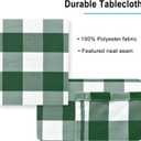 Hiasan 54 x 108 Inch Checkered Tablecloth Rectangle - Waterproof, Wrinkle Resistant and Washable Gingham Table Cloth for Christmas, Outdoor Picnic, Kitchen and Holiday Dinner, Forest Green and White