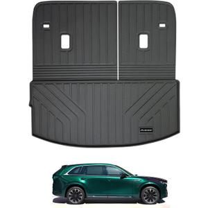 Large Trunk Mat for 2024-2025 Mazda CX90 7&8 Seater (40/60 Split Folding Rear Seat),TPE All Weather Protection Cargo Liner with Velcro Rear Seats Backrest