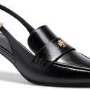 Coutgo Women's Pointed Toe Sandals Slingback Kitten Heel Pumps Slip On Ankle Buckle Dress Shoes (10, Cool Black)