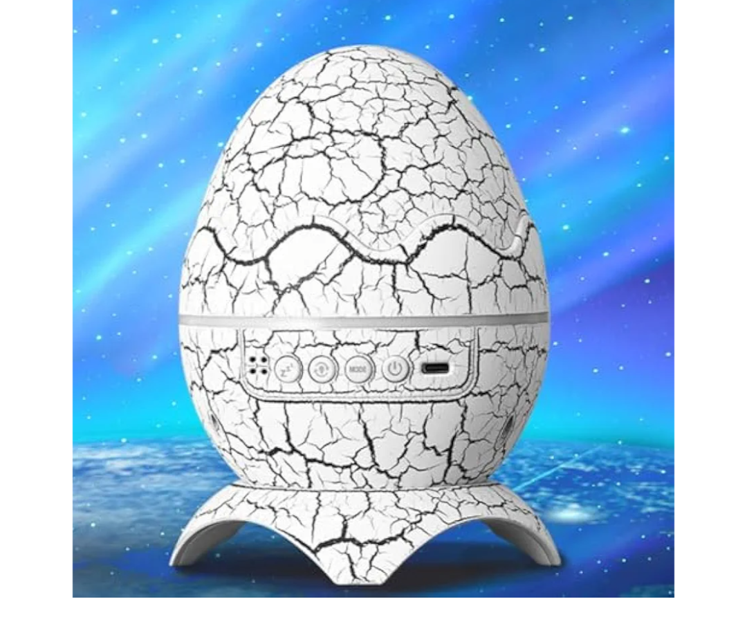 4 in 1 Northern Lights Projector, Night Lights, Dinosaur Egg Aurora Star Projector Night Light (White)