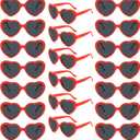 20 Pack Red Heart Sunglasses Bulk for Women Men Heart Shaped Bachelorette Sunglasses