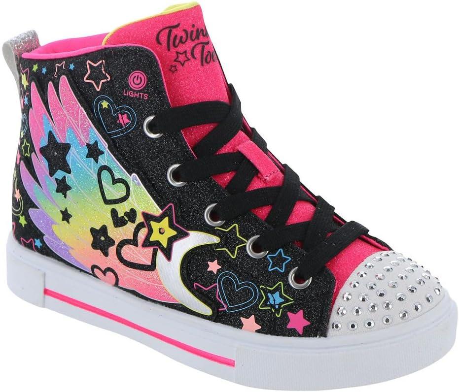 Skechers Girl's Twinkle Sparks-Galaxy Glitz Sneaker (13 Little Kid, Black/Multi)