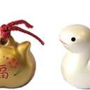 69 Cute Gold and Silver Bell Design Snakes 2025 Japanese Zodiac Pottery Room Ornament. for Happy New Year! Snake Figurine Ornament Decor