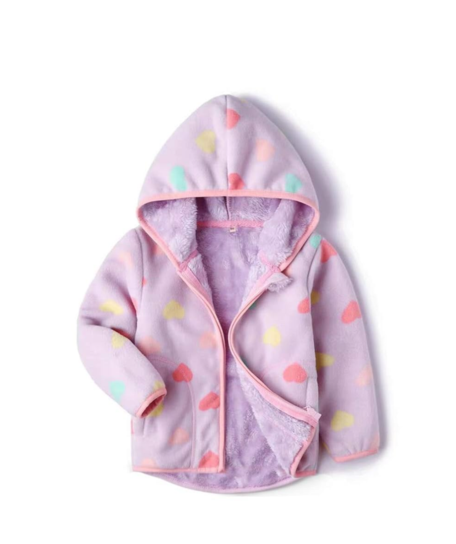 Feidoog Toddler Fleece Jacket Baby Boys Girls Hooded Zipper Long Sleeve Thick Warm Outerwear Size 3-4T