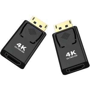 BERLAT Displayport to HDMI ConverterDP to HDMI Adapter [2-Pack],3840x2160p Male to Female Converter Compatible with Computer,Desktop,Labtop,PC,Monitor,HDTV - Gold Plated