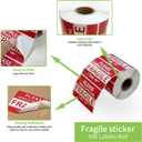 3 x 2 inch Handle with Care Fragile Thank You Warning Packing Shipping Label Stickers Permanent Adhesive (12 Rolls, 6000 Labels)