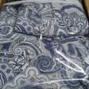 Autumn Dream Cotton Bedspread Quilt Sets, 3 Pieces Reversible Comforter Coverlet Sets,Blue Floral Paisley Bedspread,King Size (King (96by108 inch))