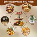 IBUYKE 3 Tier Cupcake Stand,Wood Durable Cupcake Tower,Square Serving Dessert Display Stand,Cupcake Tray Stand,Dessert Tree Tower for Christmas Birthday,Home Party, Wedding, Baby Shower,Rustic Brown UTLJ014H