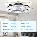 20 Inch Low Profile Ceiling Fans with Lights and Remote, Flush Mount Upgrade 7-Blade Ceiling Fan with Light, 3000K-6500K Dimmable Modern Fandelier Ceiling Fans for Bedroom, Diamond Black