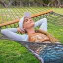 SUNCREAT Double Outdoor Hammock, Polyester Rope Hammock with Strong Spreader bar, Gray