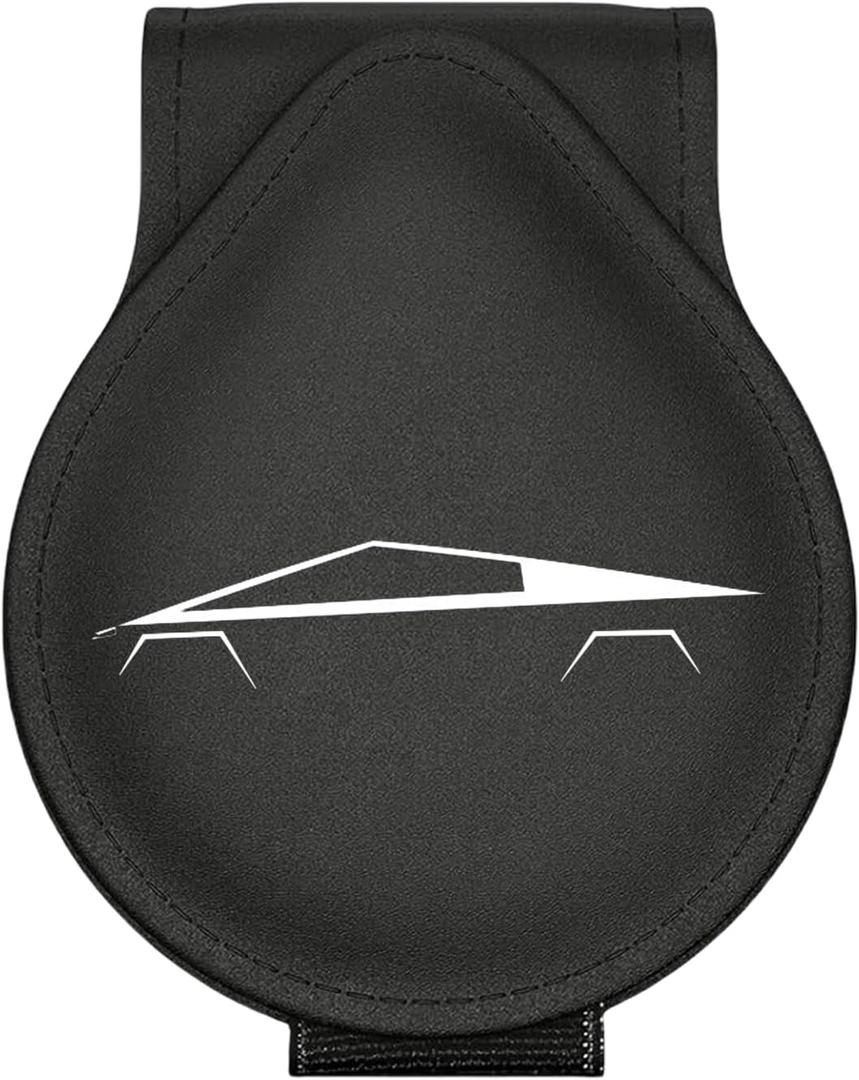 Car Sunglass Holder Compatible with Tesla Cybertruck 2025 2024 Cyberbeast Interior Accessories Organizer Leather Eyeglass Hanger Visor Ticket Card Clip Magnetic Cyber Truck Sunglasses Holders (Black)