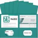 Two Pocket Folders, RAZCC 75 Pack 2 Pocket Folders Fit Letter Size Paper, Paper Folders with Pockets for School Office Business Home, Turquoise