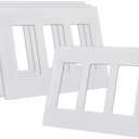 CML Screwless Decorator Wall Plates, 3-Gang Wall Safe Outlet Cover, 4 Pack Hidden Screw Switch Plate, Standard Size 4.68”X 6.54”, Impact Resistant, White