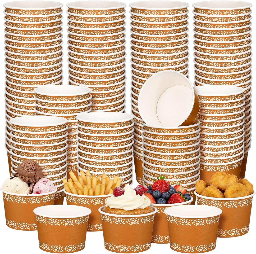 200 Pcs 8 oz Mexican Paper Bowls Cups Cielito Lindo Party Decoration De Barro Fiesta Bowls Fiesta Flower Terracotta Paper Snack Cups for Taco Party Birthday Dessert(White Flower)