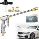 Brass High Pressure Washer Nozzle, Long Nozzle Garden Hose Attachment, Heavy Duty Water Spray Jet for Patio, Car Washing, Garden Cleaning, Outdoor Use & Pet Shower