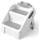 Step Stool for Toddlers, Toddler Step Stool for Bathroom Sink, Foldable Non-Slip Kids Stool with Handle, 2 Step Stools for Kids, Toddler Stool for Kitchen Bedroom Counter Sink (Grey)