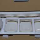 Fvstar Sugar Bowl with Lid and Spoon, Ceramic Salt Containers for Countertop, Salt and Sugar Container Sets, White Seasoning Bowls, Gold Condiment Containers for Kitchen Coffee Bar