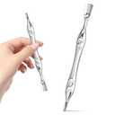 Cuticle Pusher with Cuticle Fork, 2 In 1 Cuticle Trimmer Professional Nail Pusher and Cuticle Cutter Stainless Steel Cuticle Remover Tool for Manicures Pedicure (Sliver)