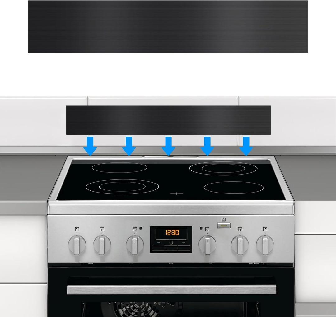 11NBBKGDDS Self-Adhesive Front Control Range Stainless Steel Backguard, 29.75" 4.75" Stainless Steel Backsplash Guard for Most Brands of Stove, Black