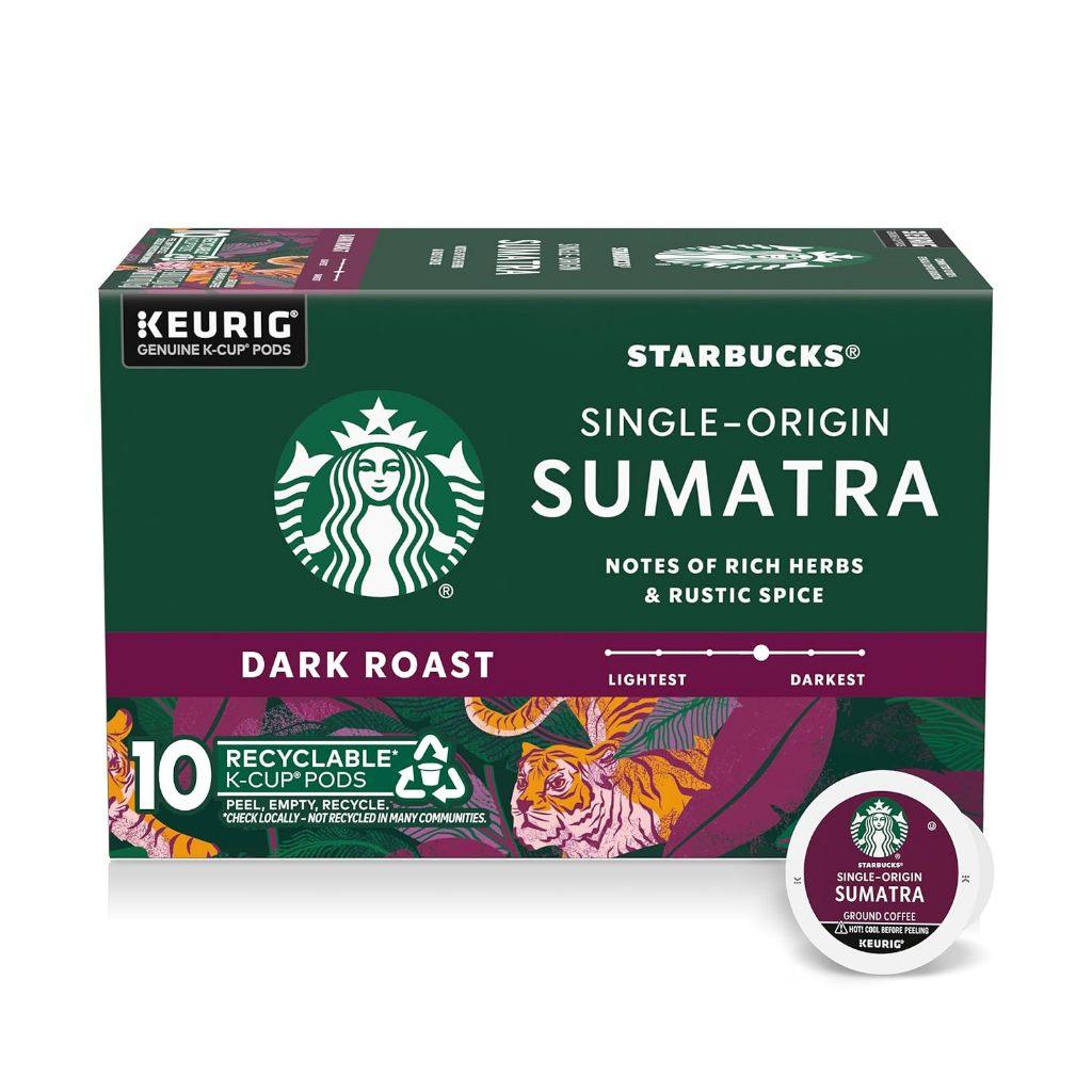 Starbucks K-Cup Coffee Pods, Dark Roast Coffee, Sumatra for Keurig Brewers, 100% Arabica, 4 boxes (96 pods total) BBD: 01/26/2026