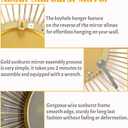 24'' Large Gold Sunburst Mirror, Metal Starburst Mirrors, Mid-Century Modern Sun Mirror Wall Decor for Living Room, Bedroom, Bathroom, Hallway, and Entryway