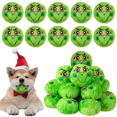 Syhood 16 Pcs Christmas Snowball Dog Toys 3 Funny Puppy Dog Balls Snow Fight Plush Stuffed Pet Toys for Xmas Indoor Outdoor Winter Interactive Games Small & Middle Pet Chew Gifts(Monster Face)