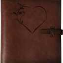 Photo Album 4x6 200 Photos, Genuine Leather Photo Albums with Writing Space with 30 Writing Paper, Travel Family Wedding Kids Graduation Ultrasound Baby Picture Album Scrapbook Photo AlbumLOVE (Heart)