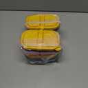 2 x 3 Pack Reusable Silicone Snack Containers with Lids, 8.5oz 2 Compartment Snackle Box Containers, Ideal Portable Small Snack Pack Containers for School, Office and Picnic (Blue, Pink, Yellow)