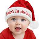 Baby's First Christmas Santa Hat, Soft Plush Red and White Christmas Hats, Cute Xmas Hat for Baby's First Holiday Season