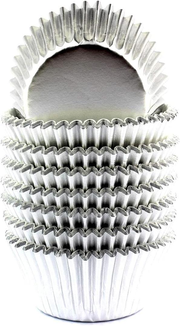 2 x Foil Cupcake Liners Baking Cups Paper Standard Silver, 200 Pack