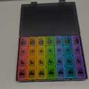 Extra Large Weekly Pill Organizer 4 Times a Day, Fullicon XXL Large Pill Box, 7 Day Medicine Organizer, Black Pill case for Vitamin/Fish Oil/Supplements (Multicolor)