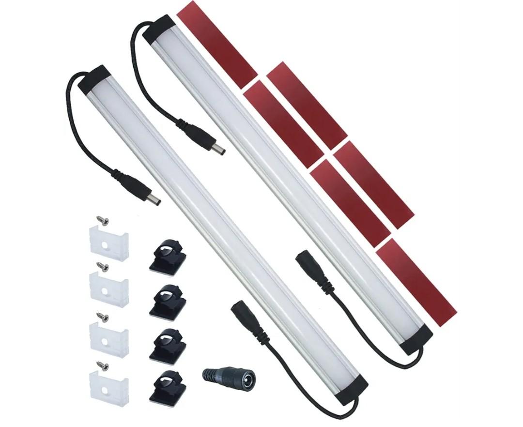 Litever Extra Under Cabinet Lighting Bars,12VDC, 3000K Warm White, with Mounting Clips, Screws, Self-Adhesive Pads. Compatible LL-008 Series ONLY-[2-Pack-3000K]