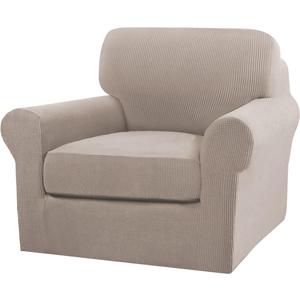Turquoize 2 Piece Chair Covers Chair Slipcovers for Living Room Armchair Couch Cover Chair Sofa Cover with Individual Cushion Covers Furniture Cover for Chairs Feature Jacquard Fabric (Chair, Sand)