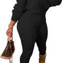 Nimsruc Knit Two Piece Outfits For Women Sweater Sets (Large, Black)