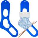 BENECREAT 2Pcs Acrylic Sock Blockers, Blue Large Knitting Sock Ruler Stocking Blockers Socking Stretchers for Knitting & Crochet Stocking Knitters, 3mm Thick