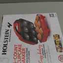 Holstein Housewares Non-Stick 6-Count Electric Cupcake Maker Machine Bakes 6 Cupcakes, Muffins, Pizza Cups, Cinnamon Buns Perfect for Gifts, Birthdays, Holidays, or Bake Sales, Red
