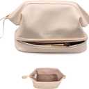 Abiudeng Large Capacity Makeup Bag Ladies Cosmetic Bag Travel Bag with Compartments Portable PU Leather Travel Makeup Bag with Handle (EXP 02/04/26)