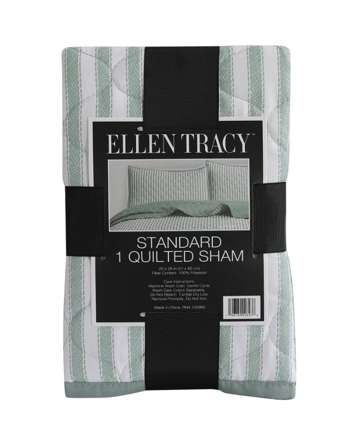 Ellen Tracy Stripe Single Standard Quilted Sham 20 x 26 Inch