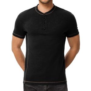 Dokotoo Men Men's Casual Henley Shirts Crew Neck Short Sleeve Classic Button Solid Lightweight Pullover Tees Tops, Small