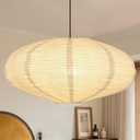 20X10inch Large Hanging Beige Lamp Shade Round Linen Pendant Lamp Shade Minimalist Can replace Hanging Lampshade Paper Lanterns Handmade Fabric Linen Lantern Lights Covers for Living Room Bedrooms